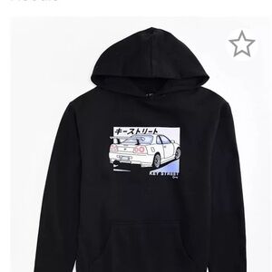 Youth Medium Key Street Kaiju Karuma Anime Drift Car - Black Pullover Hoodie